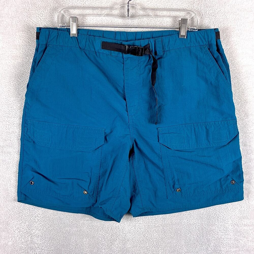 VTG Rei Shorts Mens L Blue Belted Nylon Cargo Outdoors Hiking Trekking Climbing